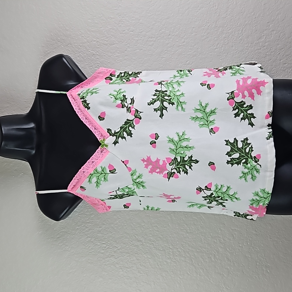 Victoria's Secret | Women's Holiday Pink Rhinestone Cotton Flannel Cami Top Sz S